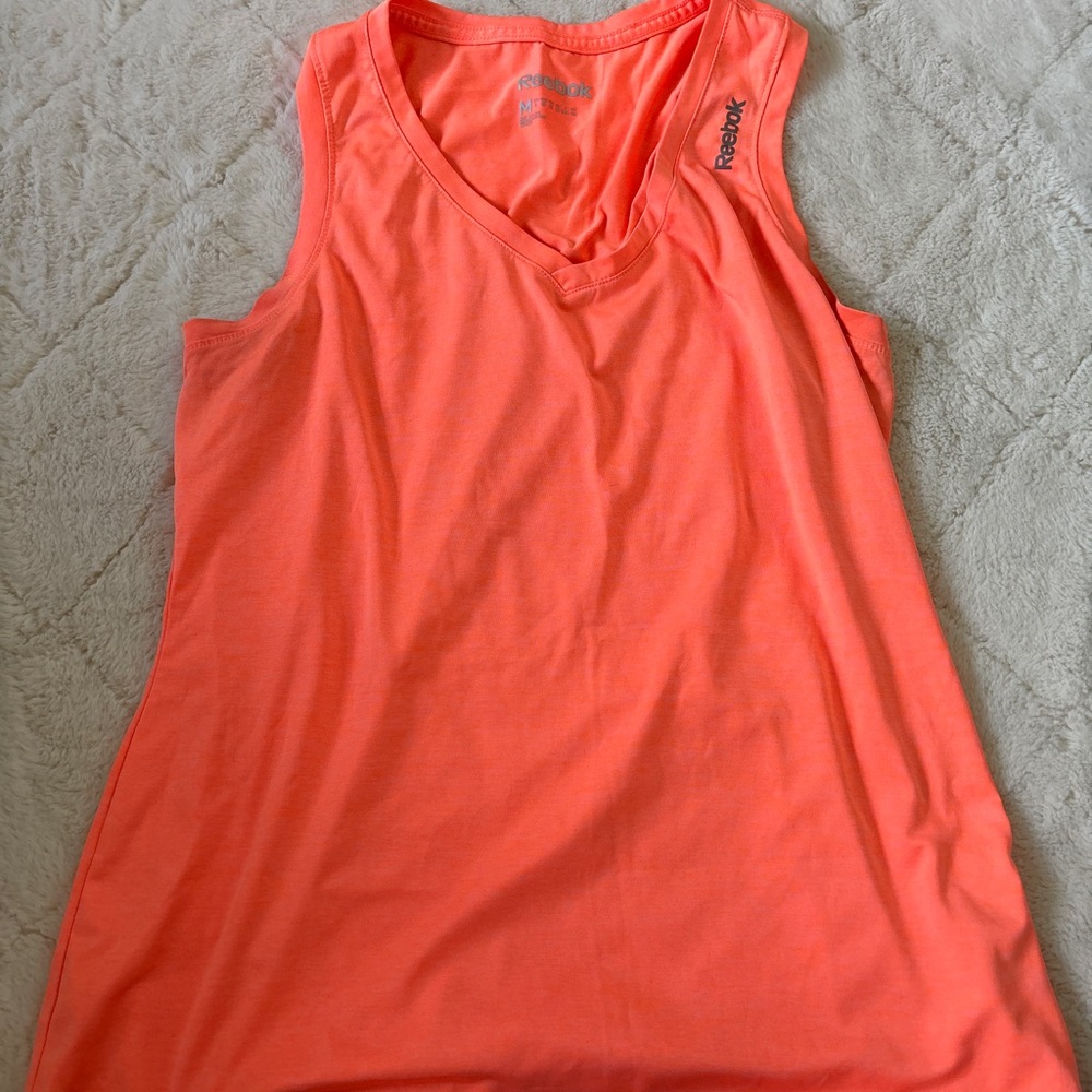 Reebok Bright Coral V-Neck Performance Tank Top